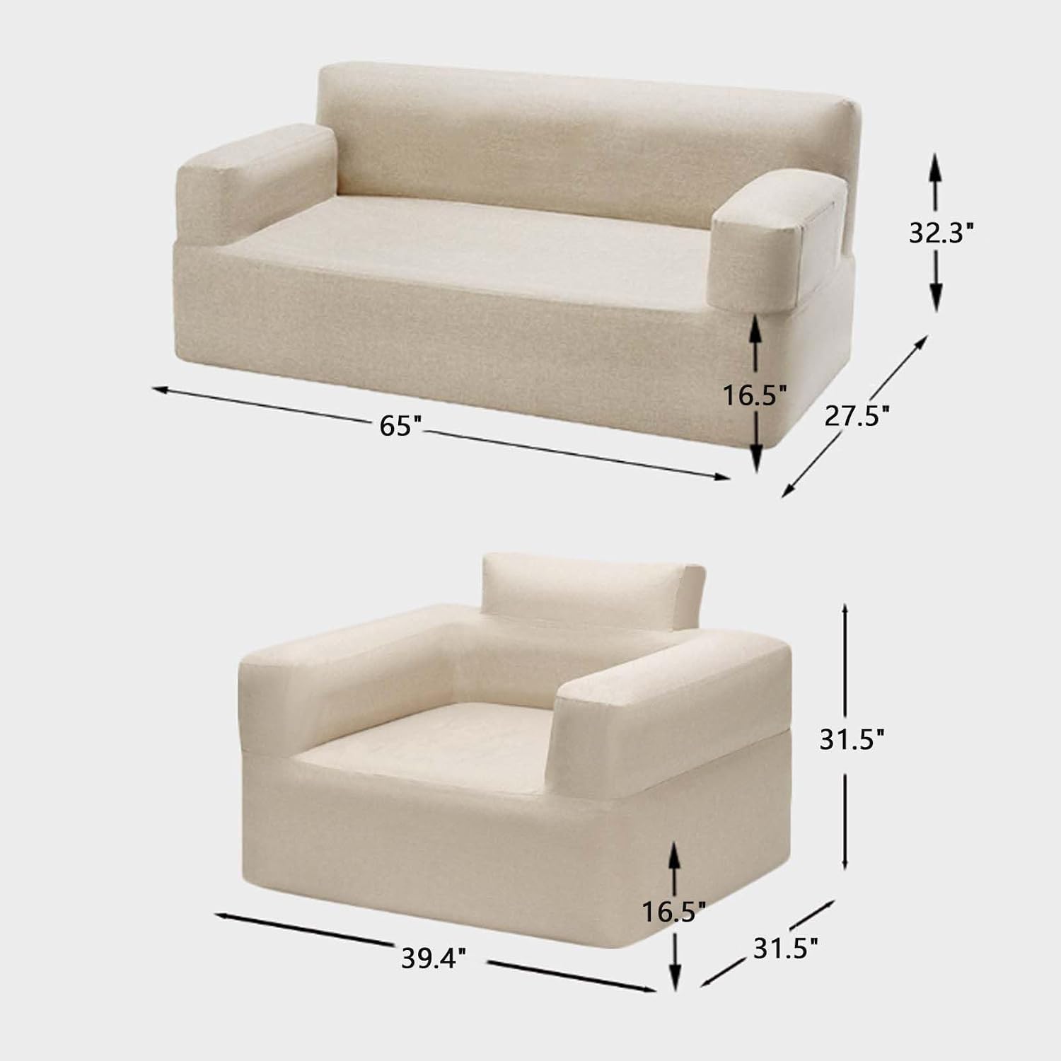 Modern Fabric Sofa Set (Sofa + Armchair)