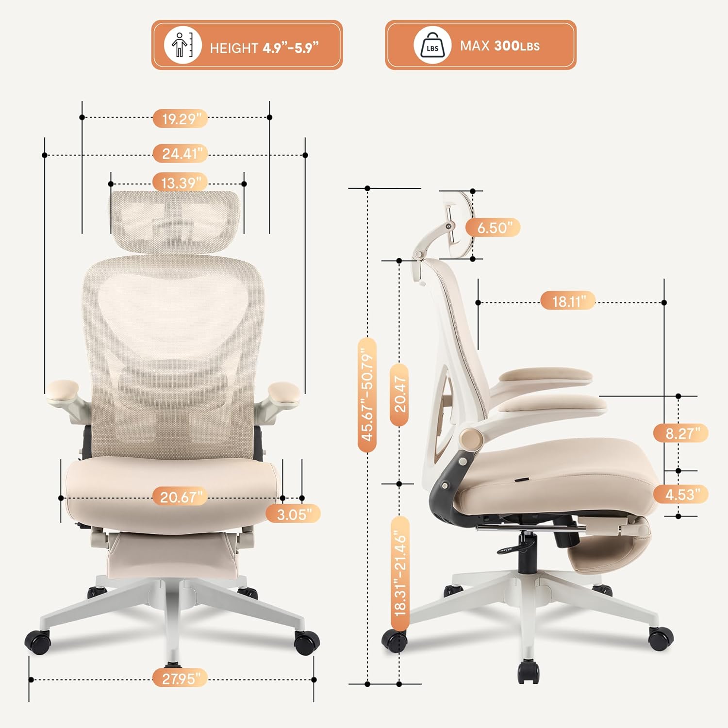 Ergonomic High-Back Mesh Office Chair with Adjustable Headrest & Lumbar Support