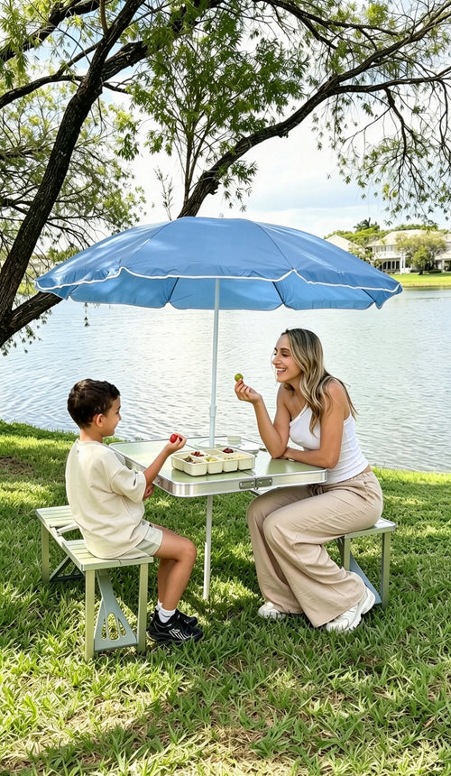 Portable Folding Picnic Table Set with Umbrella